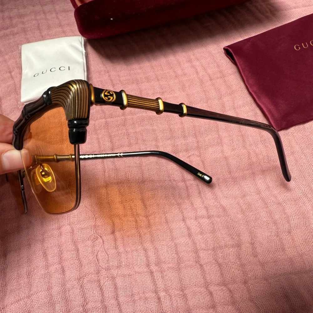 New with Box Gucci Cat Eye-Frame Bamboo Sunglasses GG0660S - Picture 5 of 7